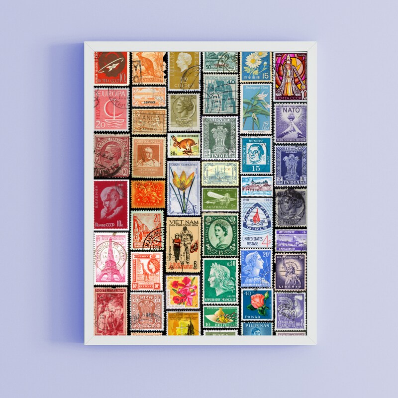 Vintage Rainbow Stamps Art Print